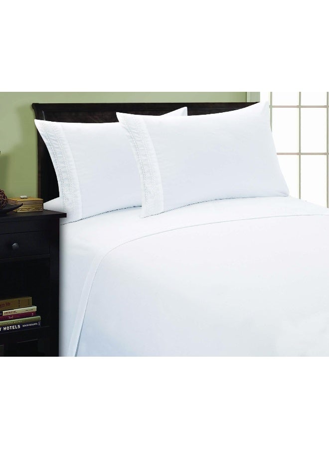 Elegance Linen ® 1500 Thread Count CHAIN DESIGN Egyptian Quality Luxurious Silky Soft WRINKLE & FADE RESISTANT HypoAllergenic 4 pc Sheet set, Deep Pocket Up to 16" - Queen White - Image 1
